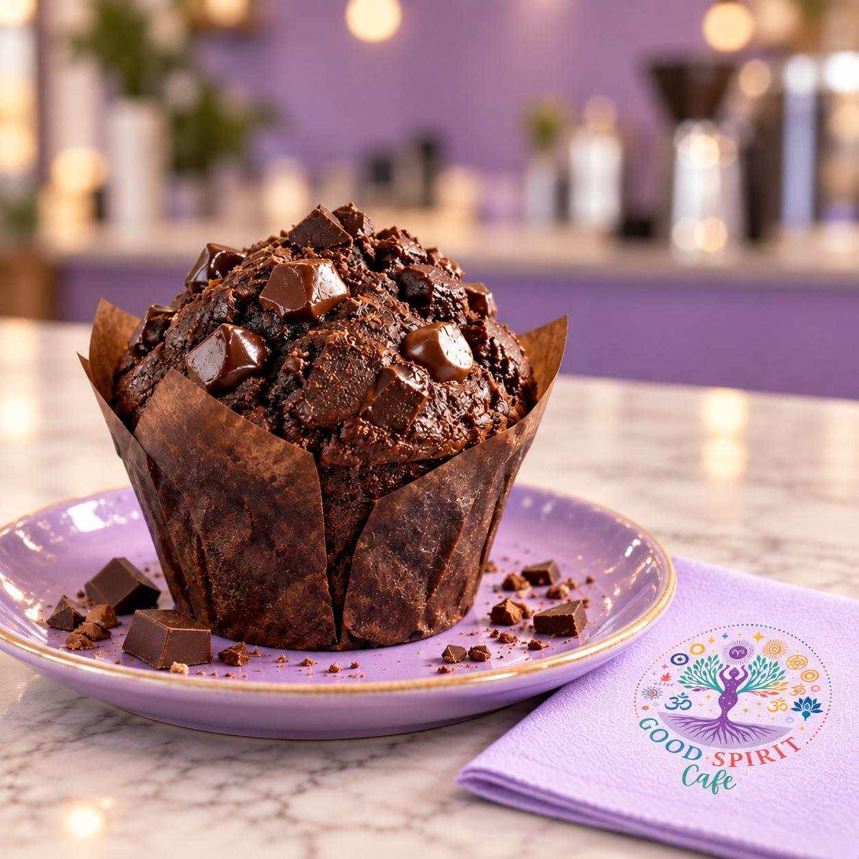 Chocolate muffin at Good Spirit Cafe